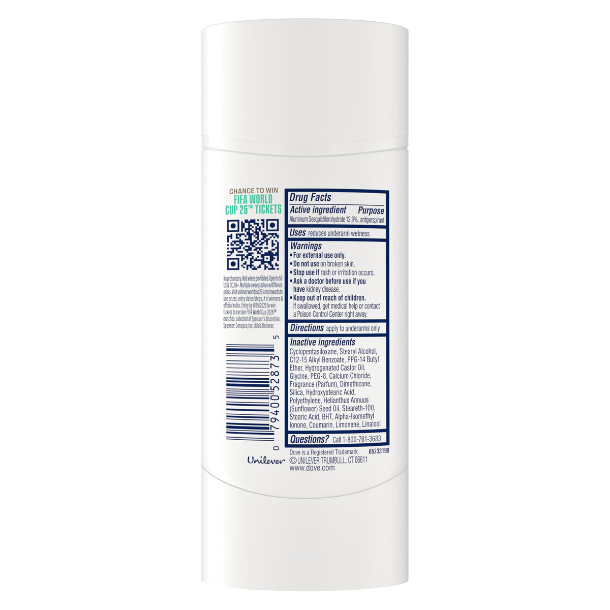 Dove Advanced Care Antiperspirant Stick 2.6oz back view
