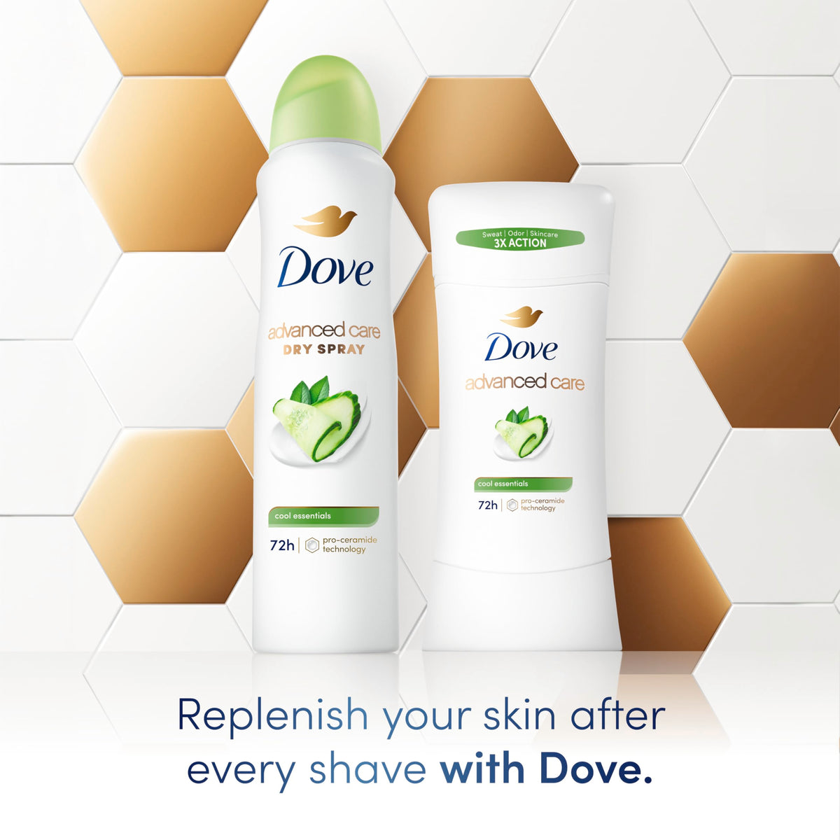 Dove Advanced Care Antiperspirant Stick Cool Essentials application demonstration