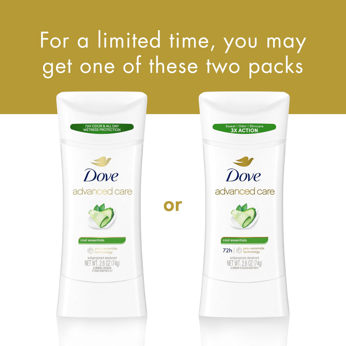 Dove Advanced Care Antiperspirant Stick Cool Essentials packaging