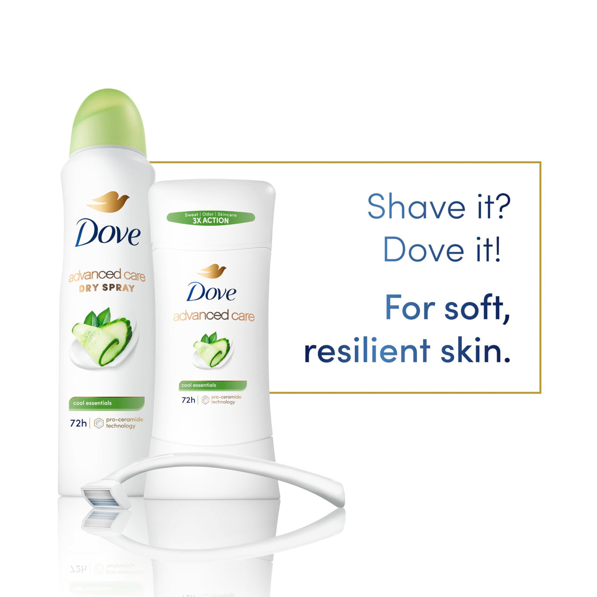 Dove Advanced Care Antiperspirant Stick Cool Essentials with fresh cucumber and pear