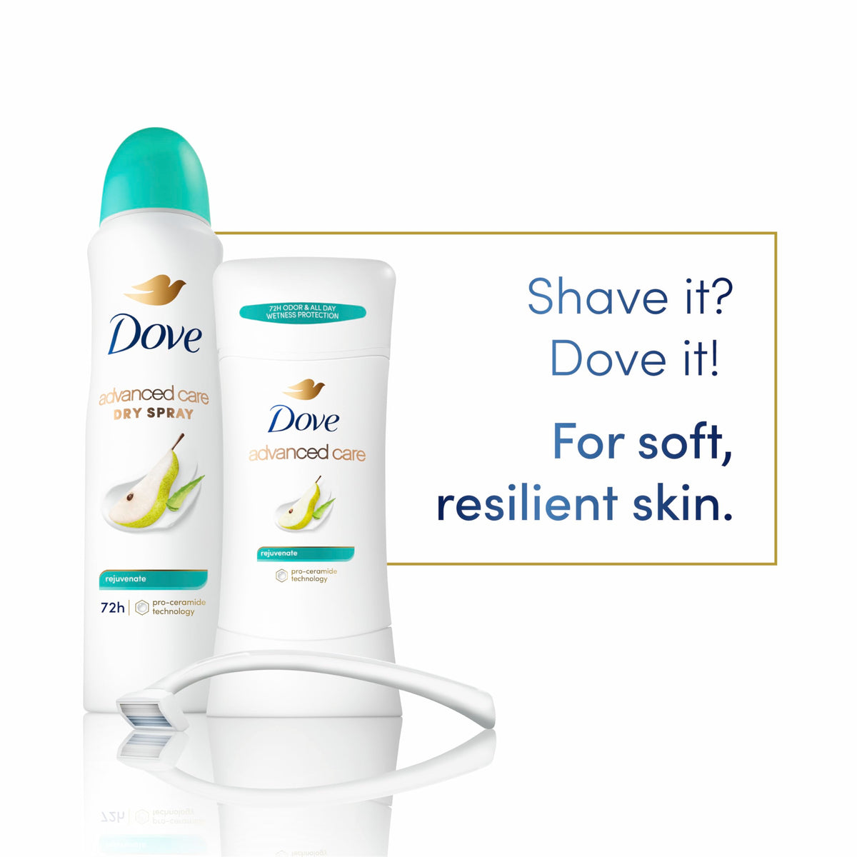 Dove Advanced Care Antiperspirant Stick Rejuvenate Pear application