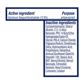 Dove Advanced Care Antiperspirant Stick with ingredients list