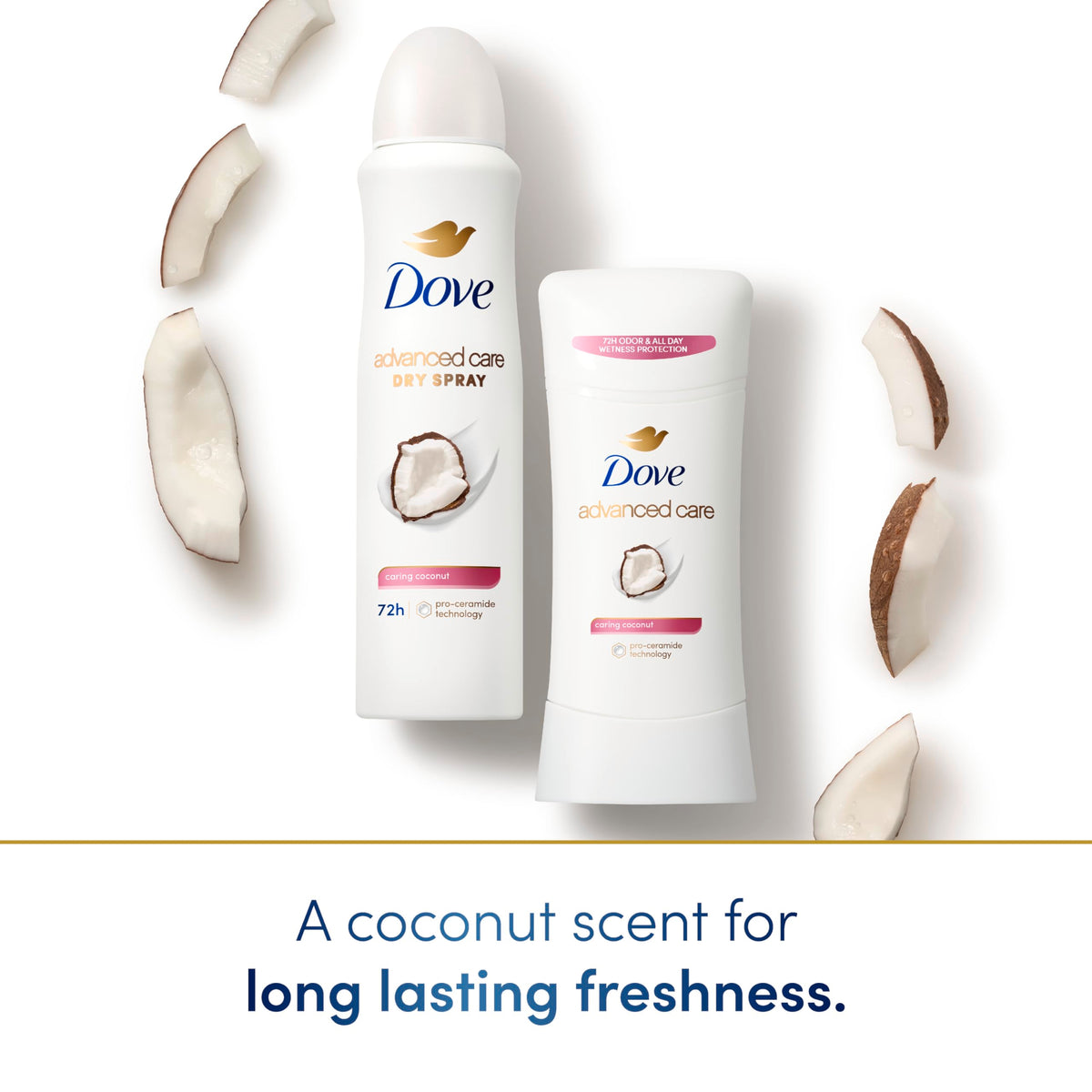 Dove Advanced Care Caring Coconut Antiperspirant Deodorant Spray back view