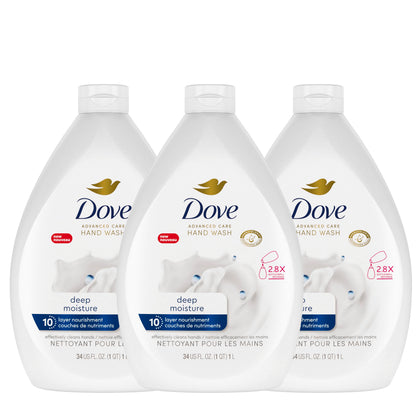 Dove Advanced Care Deep Moisture Hand Wash Refill pack of 3 bottles