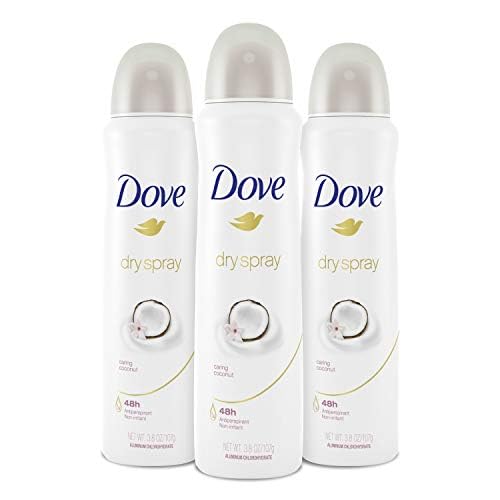 Dove Advanced Care Dry Spray Antiperspirant Deodorant Caring Coconut 3 Count packaging