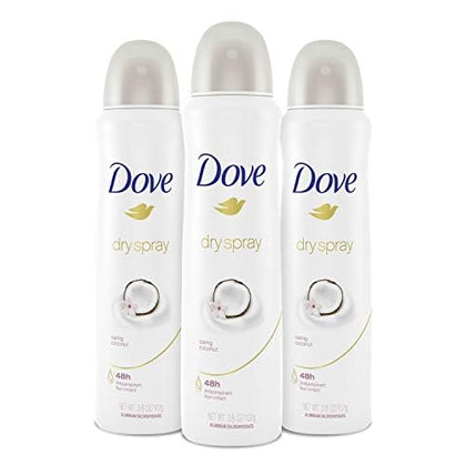 Dove Advanced Care Dry Spray Antiperspirant Deodorant Caring Coconut 3 Count packaging