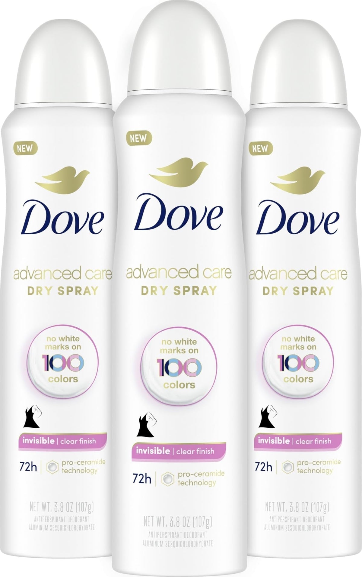 Dove Advanced Care Invisible Antiperspirant Spray 3PK packaging front view