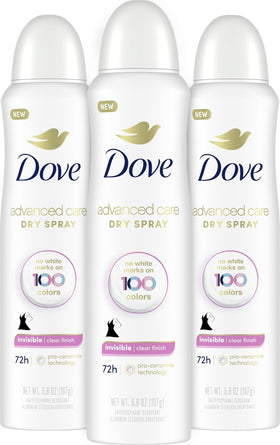 Dove Advanced Care Invisible Antiperspirant Spray 3PK packaging front view