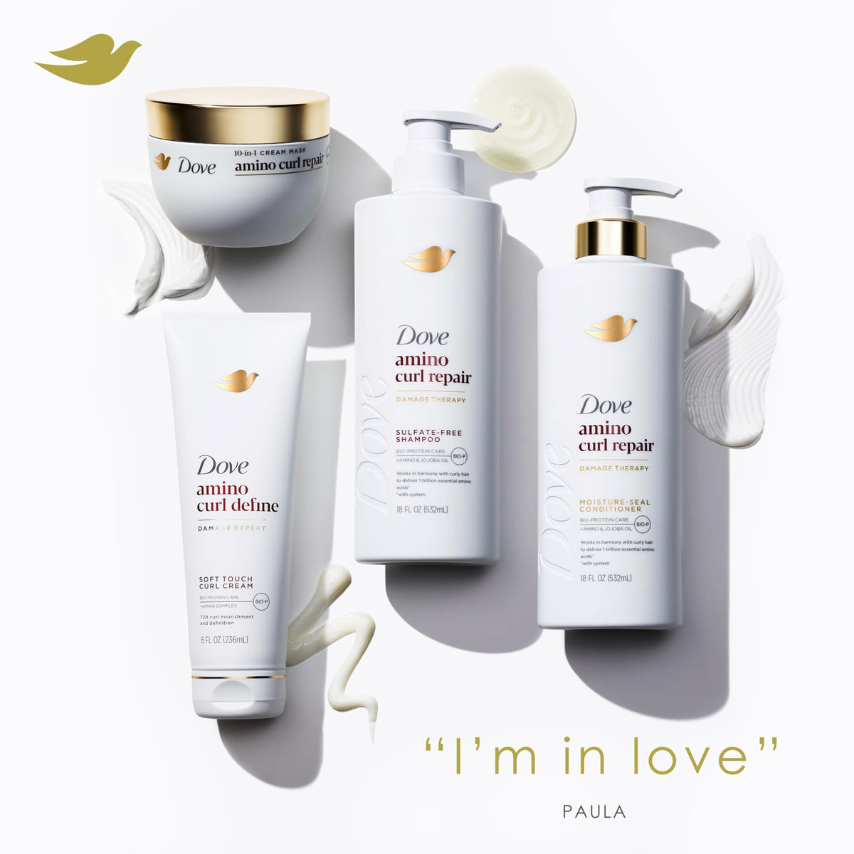 Dove Amino Curl Repair Mask packaging side view