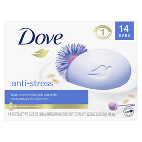 Dove Anti-Stress Beauty Bar front view with blue chamomile scent