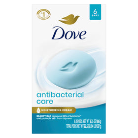 Dove Antibacterial Care Beauty Bar Soap 6 Count packaging front view
