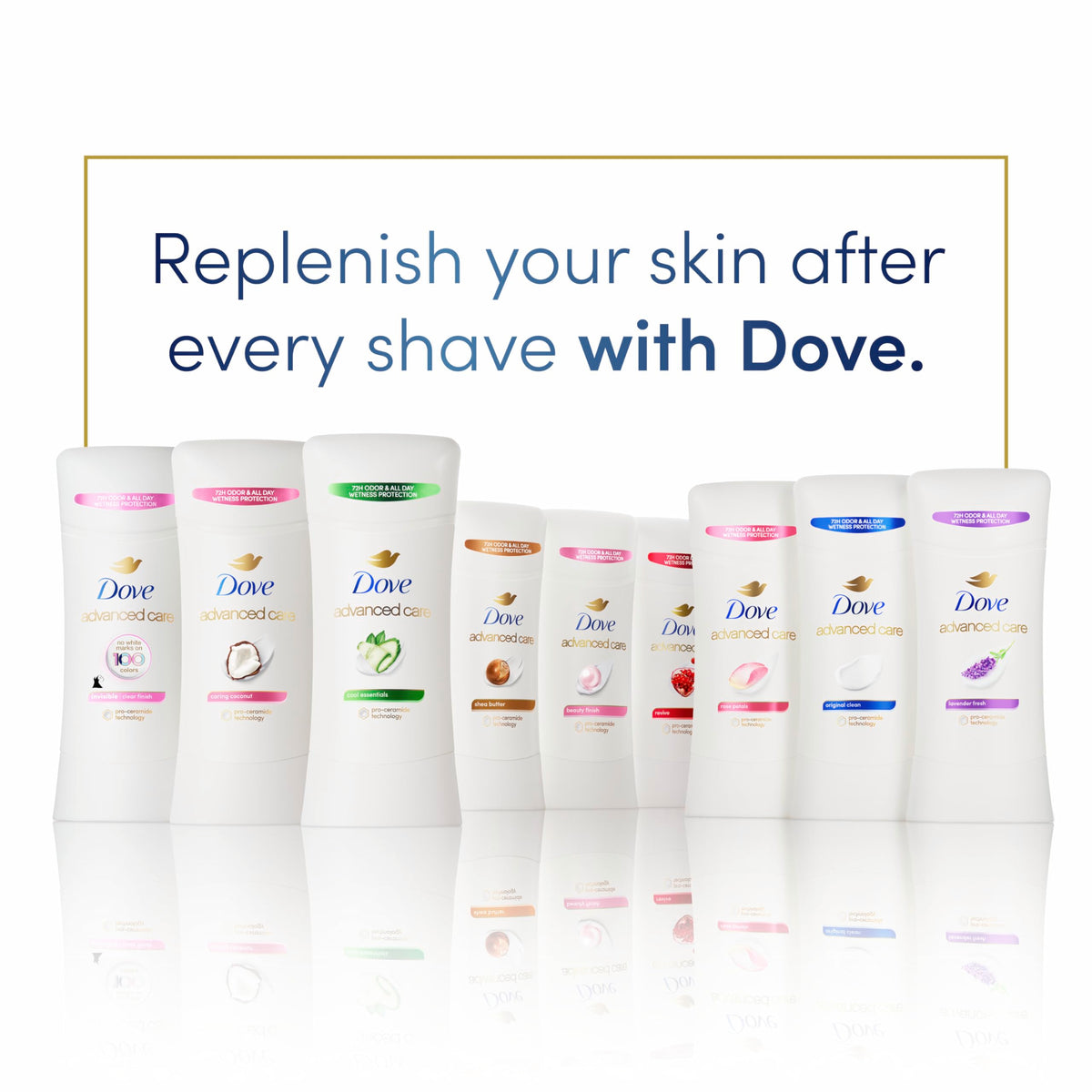 Dove Antiperspirant Deodorant Stick Original Clean on bathroom shelf