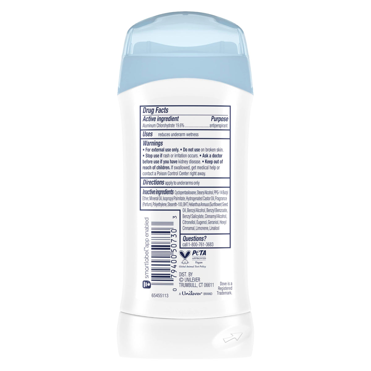 Dove Antiperspirant Deodorant Stick showing smooth-gliding application