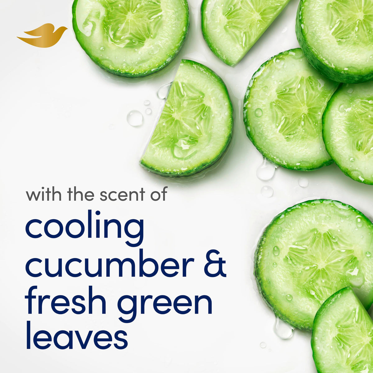 Dove Beauty Bar Soap Cool Moisture with cucumber slices and green tea