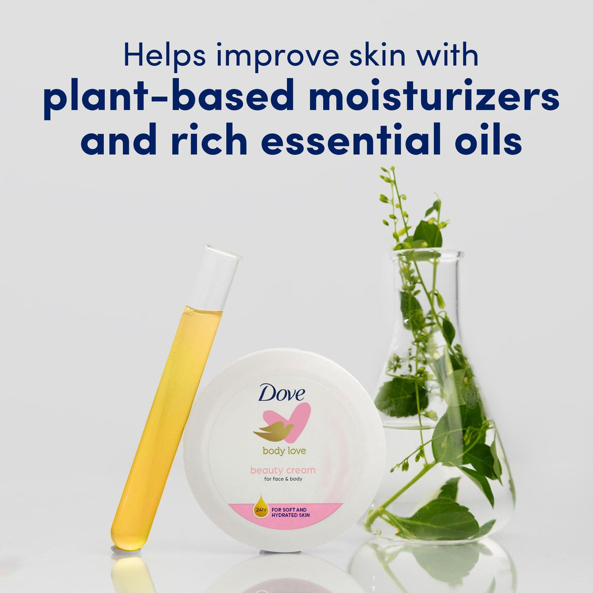 Dove Beauty Cream with flowers in the background