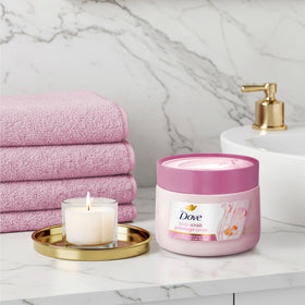Dove Body Scrub application on skin
