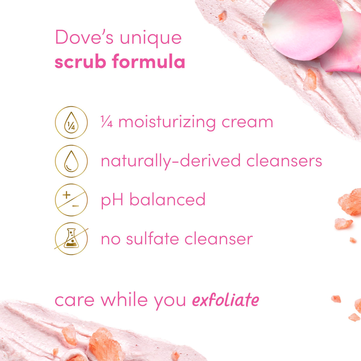 Dove Body Scrub packaging with Himalayan salt