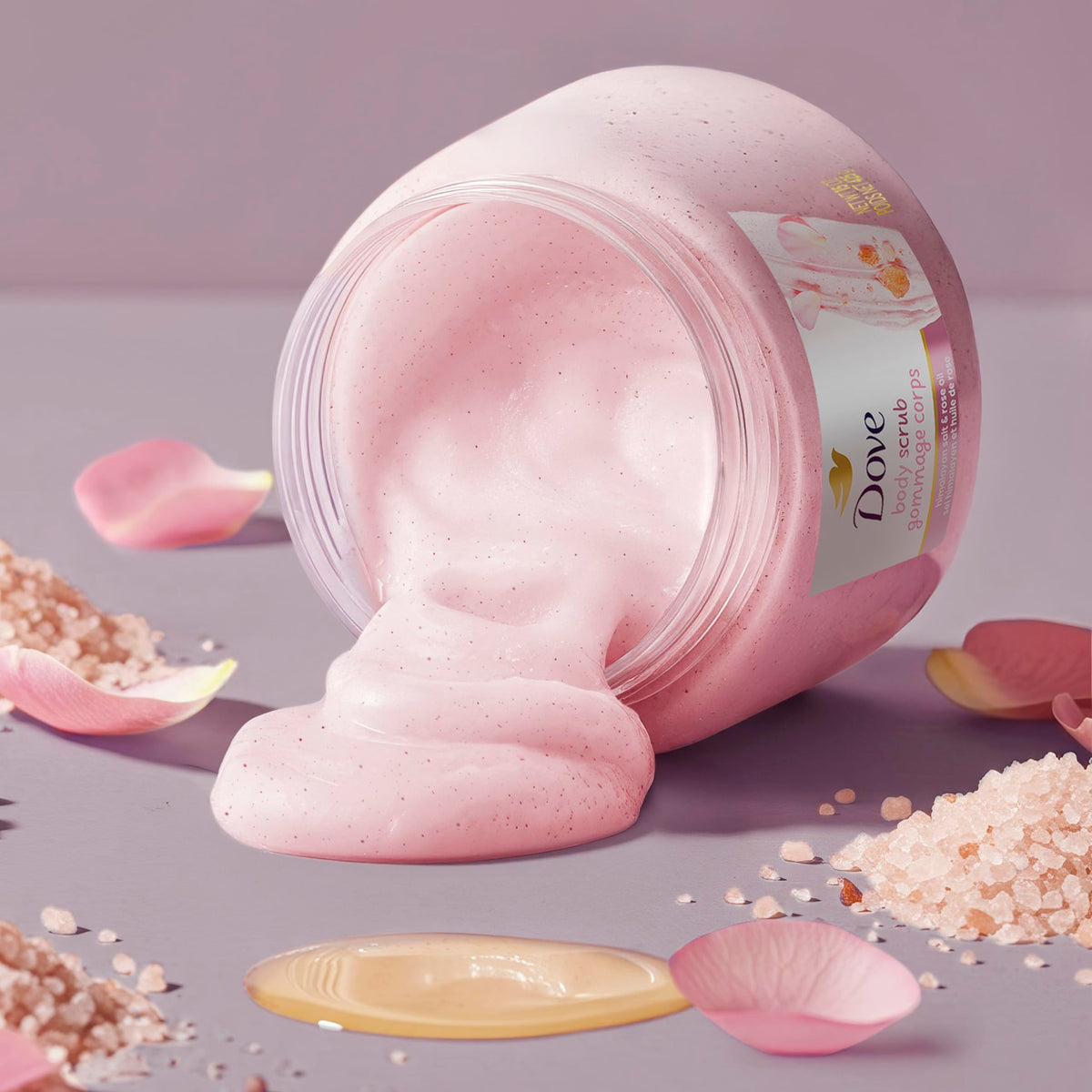 Dove Body Scrub with rose oil ingredients
