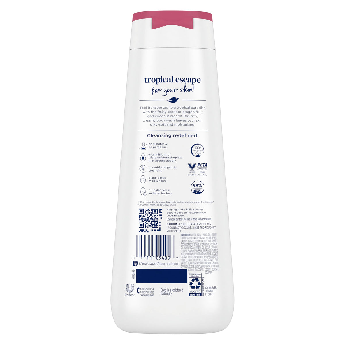 Dove Body Wash 4 Count Dragon Fruit and Coconut Cream packaging