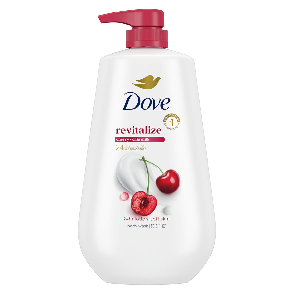 Dove Body Wash Cherry & Chia Milk 30.6 oz pump front view