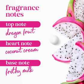 Dove Body Wash Dragon Fruit and Coconut Cream lather on skin