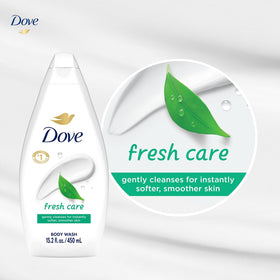 Dove Body Wash Fresh Care 2-Pack on a bathroom shelf