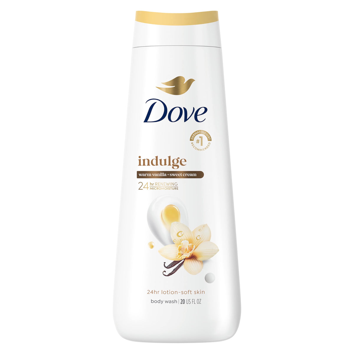 Dove Body Wash Indulge Warm Vanilla 20 oz front view