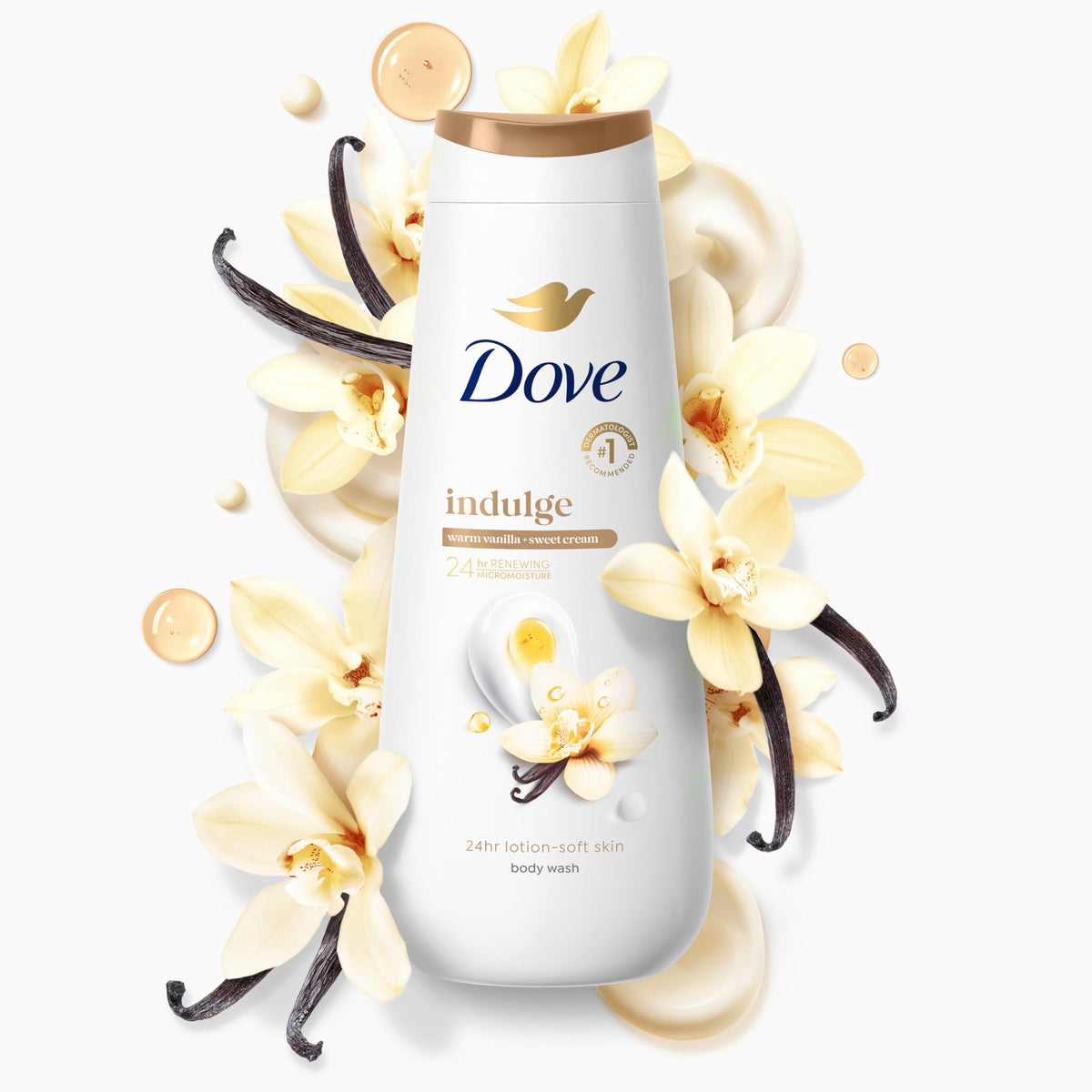 Dove Body Wash Indulge Warm Vanilla 20 oz side view