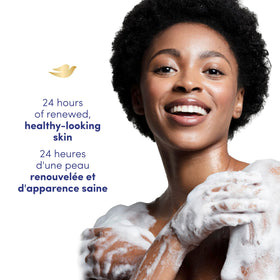 Dove Body Wash lathering on skin in a shower