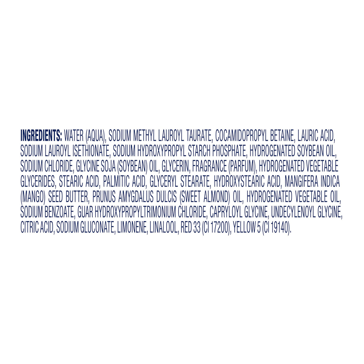 Dove Body Wash Mango & Almond Butter ingredients list