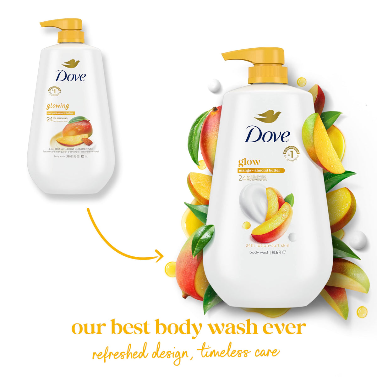 Dove Body Wash Mango & Almond Butter texture close-up