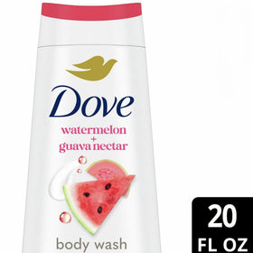 Dove body wash packaging with watermelon and guava imagery