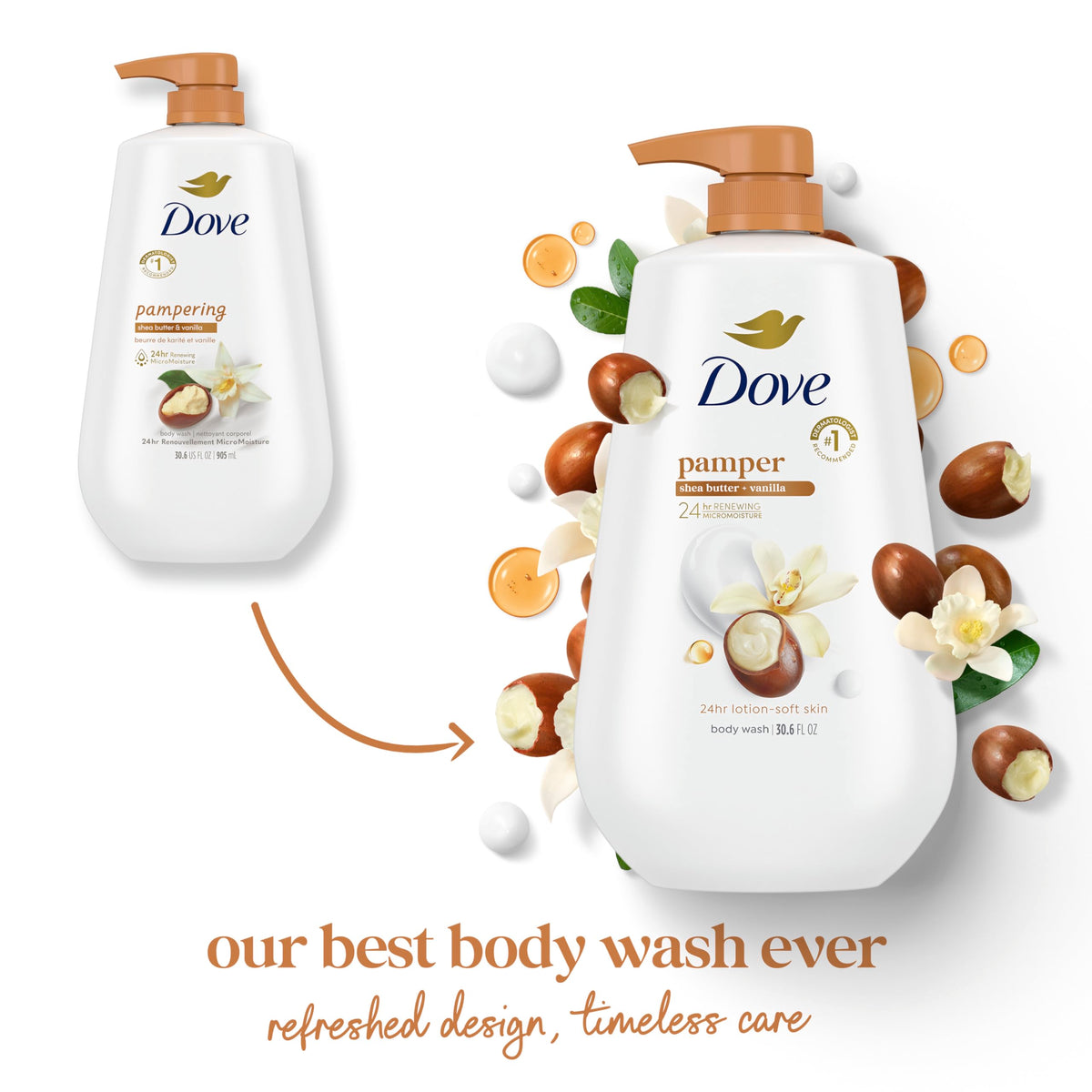 Dove Body Wash Pamper Shea Butter & Vanilla 30.6 oz Pump back view