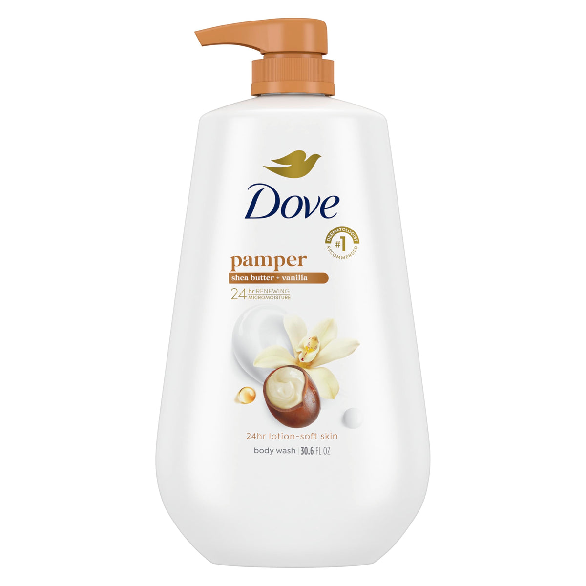 Dove Body Wash Pamper Shea Butter & Vanilla 30.6 oz Pump front view