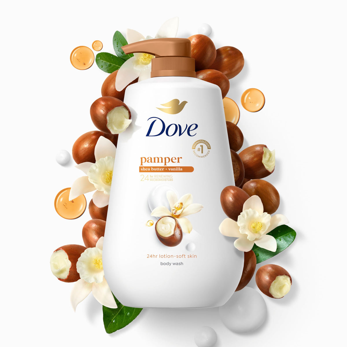Dove Body Wash Pamper Shea Butter & Vanilla 30.6 oz Pump packaging