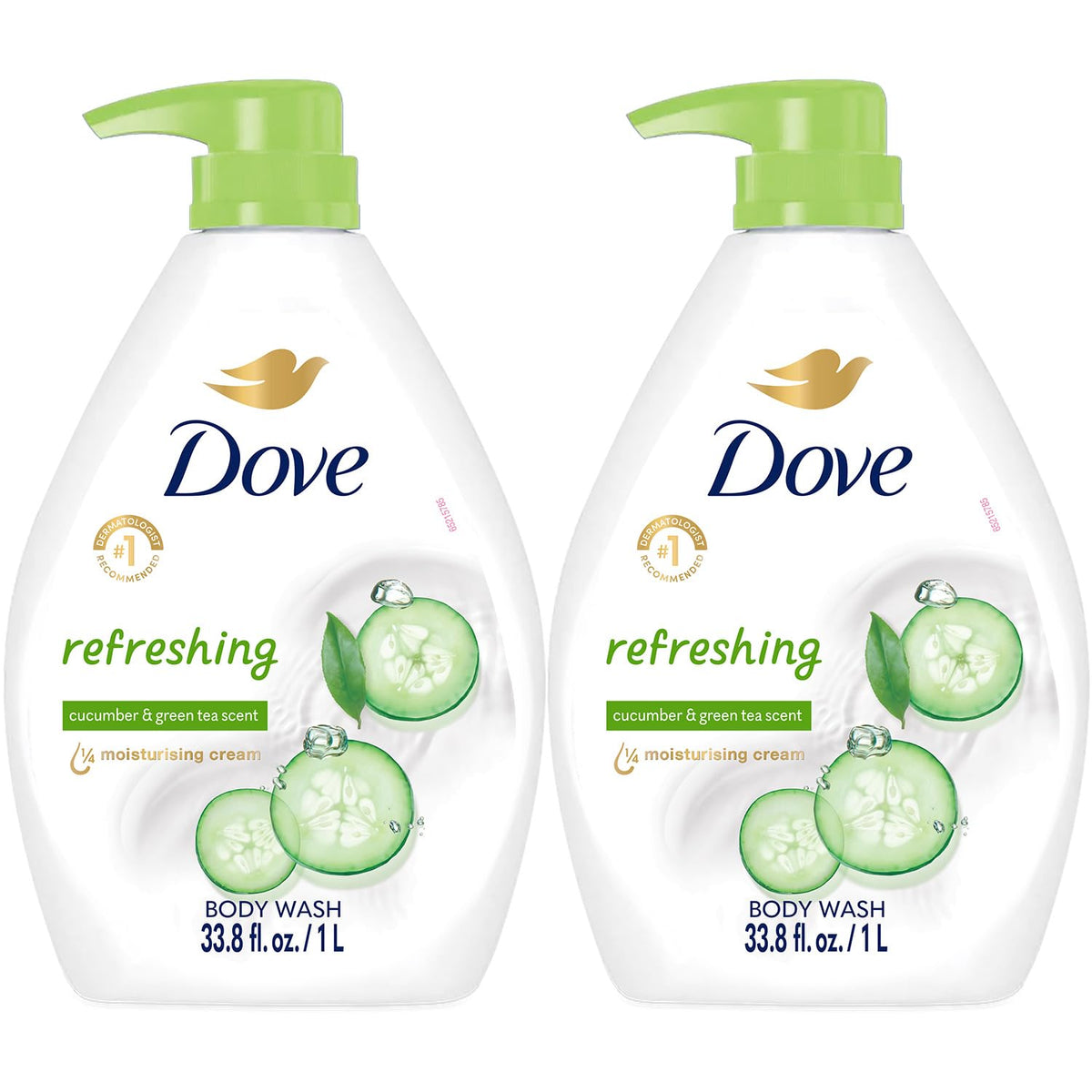 Dove Body Wash Refreshing Cucumber & Green Tea 2-Pack front view
