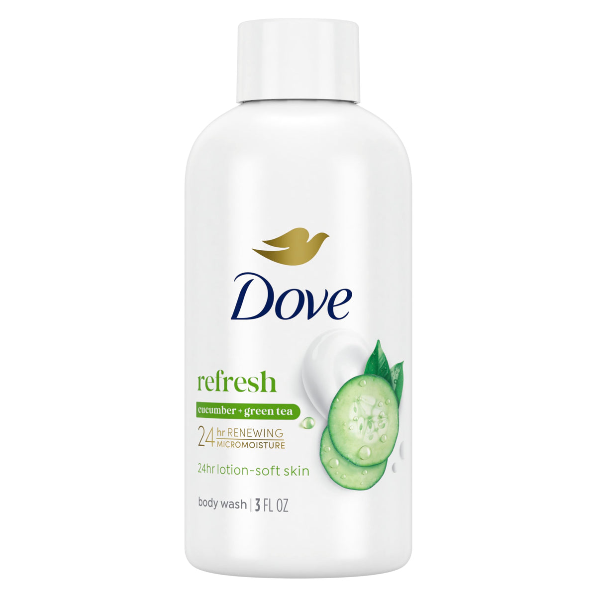 Dove Body Wash Refreshing Cucumber & Green Tea 3 oz front view