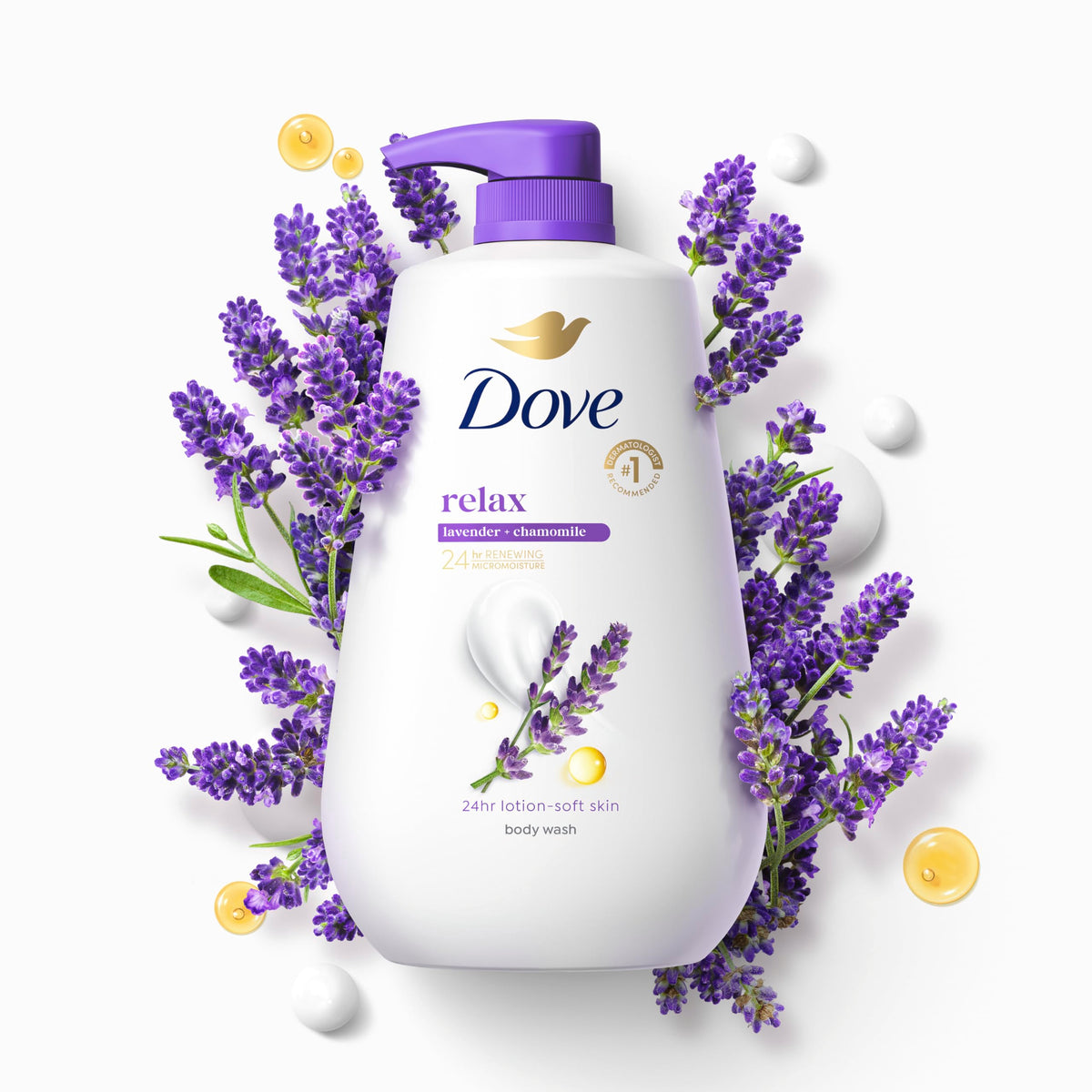 Dove Body Wash Relax Lavender Oil & Chamomile packaging details