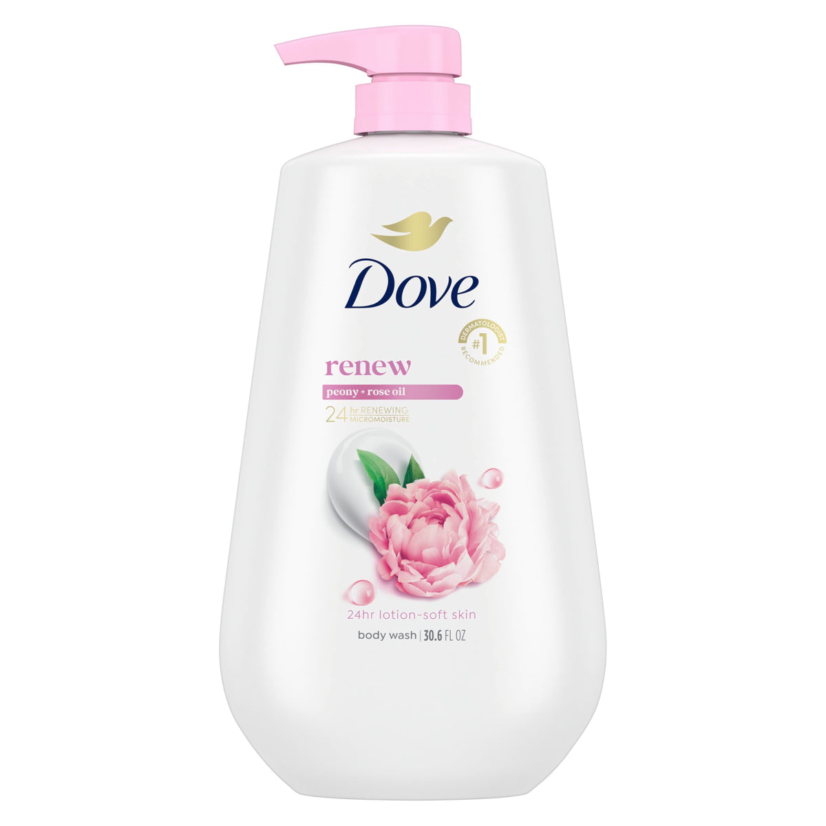 Dove Body Wash Renew Peony & Rose Oil 30.6 oz pump front view