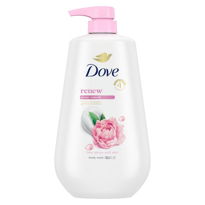 Dove Body Wash Renew Peony & Rose Oil 30.6 oz pump front view