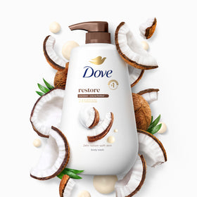 Dove Body Wash Restore Coconut & Cocoa Butter 30.6 oz Pump with lather