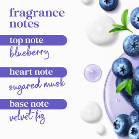 Dove Body Wash Unwind Blueberry & Moon Milk in a shower setting