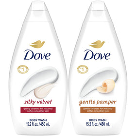 Dove Body Wash Variety 2-Pack Silky Velvet and Gentle Pamper front view