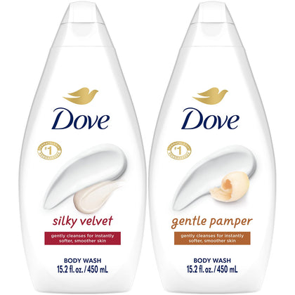Dove Body Wash Variety 2-Pack Silky Velvet and Gentle Pamper front view