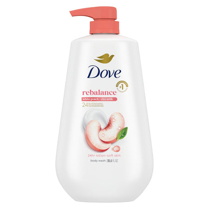 Dove Body Wash White Peach & Rice Milk 30.6 oz pump front view