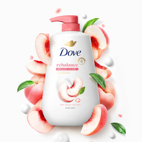 Dove Body Wash White Peach & Rice Milk 30.6 oz pump with a loofah