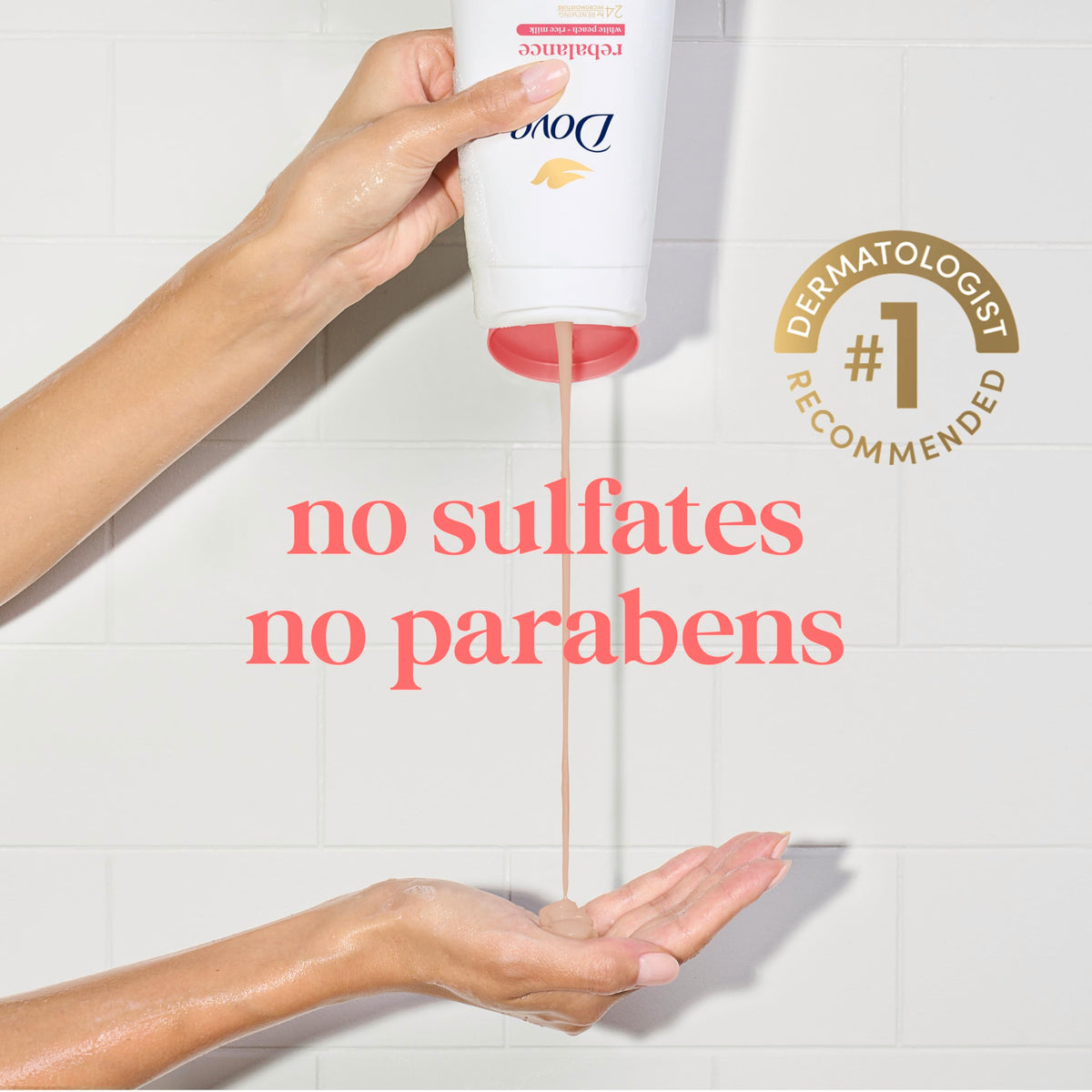 Dove Body Wash with peach and rice milk ingredients