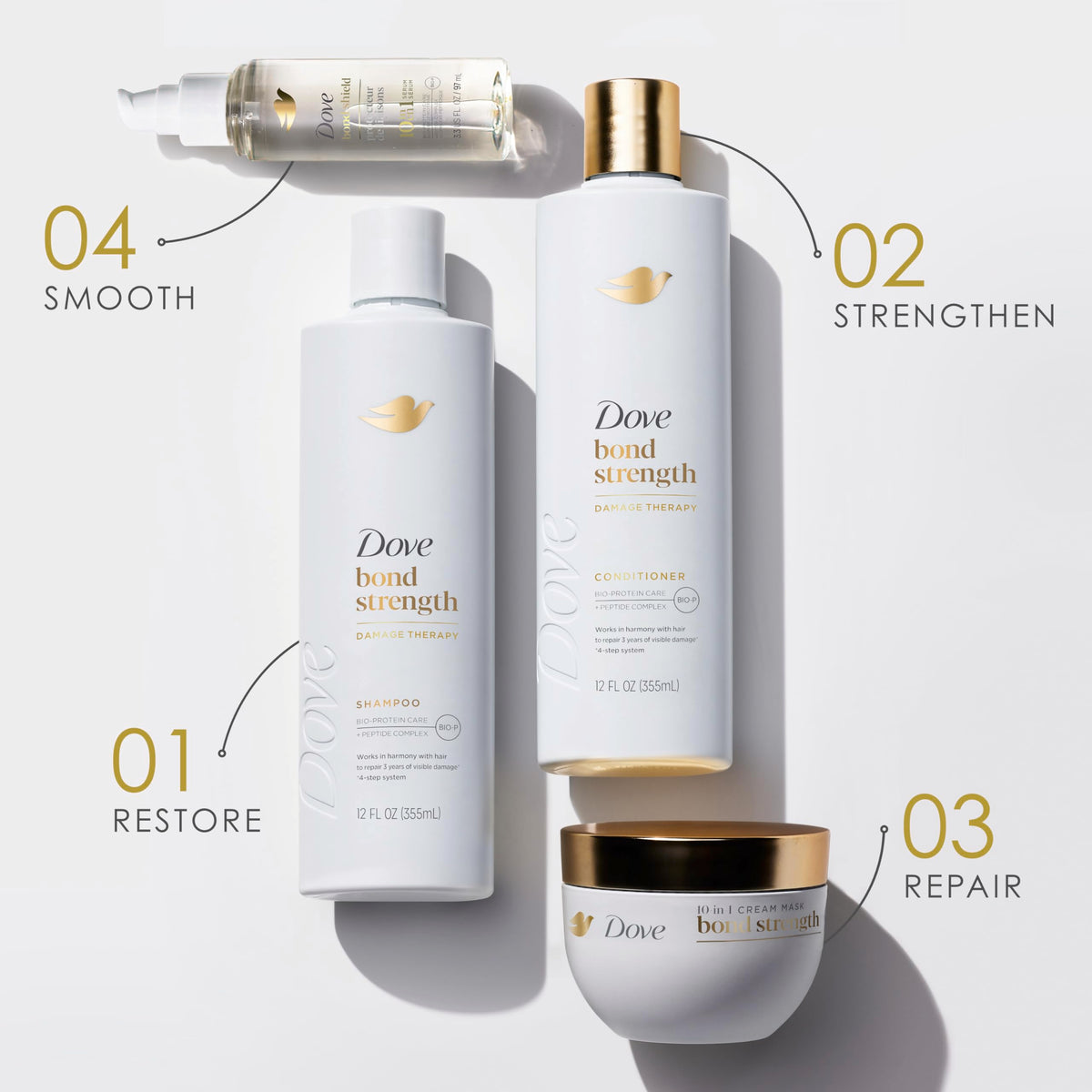 Dove Bond Strength Serum with hair care products