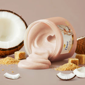 Dove Brown Sugar & Coconut Butter Body Scrub lid open