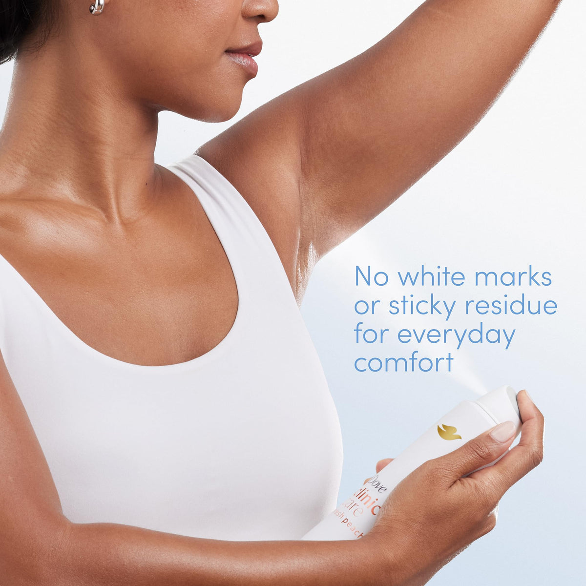 Dove Clinical + Care Antiperspirant Deodorant Dry Spray application demonstration